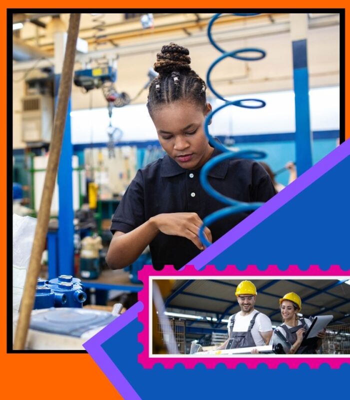 Worker assembeling product in an Industrial Space